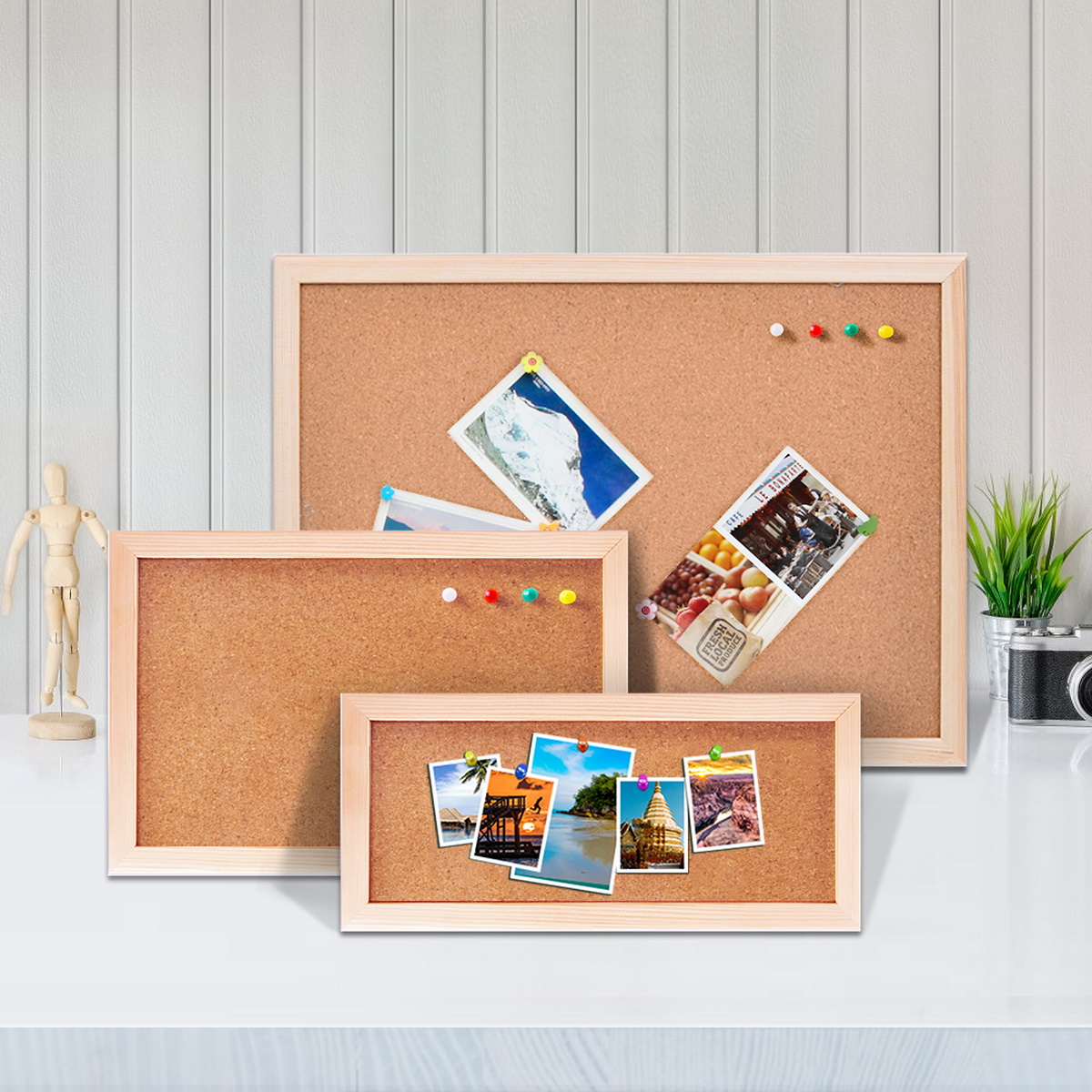 Frame Display Wood - Vintage Pine Wood Frame Cork Board