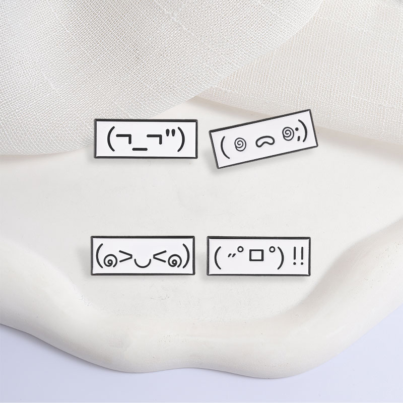 Embroidery Initials - Cute Cartoon Kaomoji Emoticon Enamel Pins