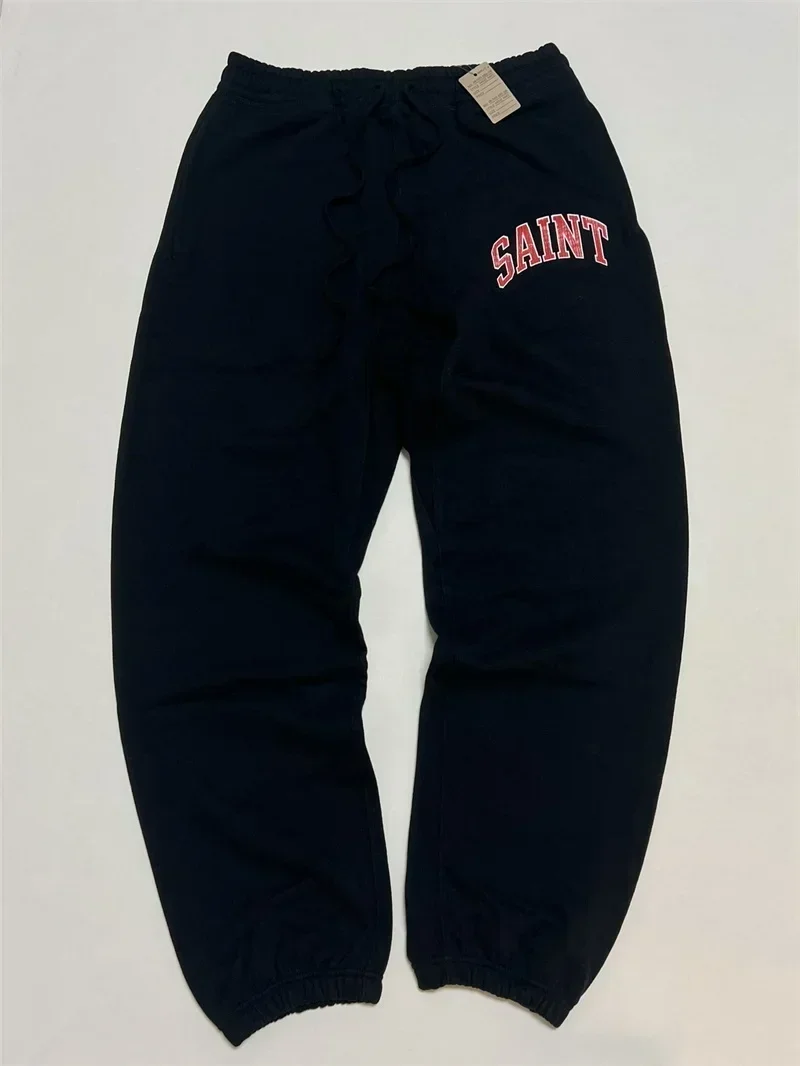 Embroidery Logo - SAINT MICHAEL Black Pants Men Women