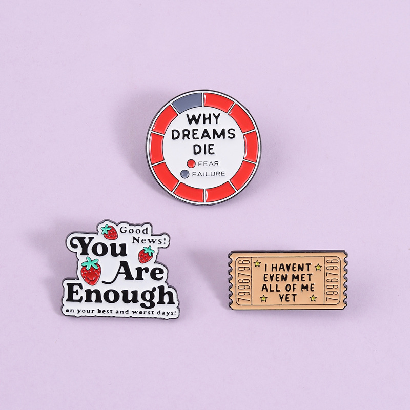 Embroidery Initials - Fashion creative inspirational quotes brooch Cartoon