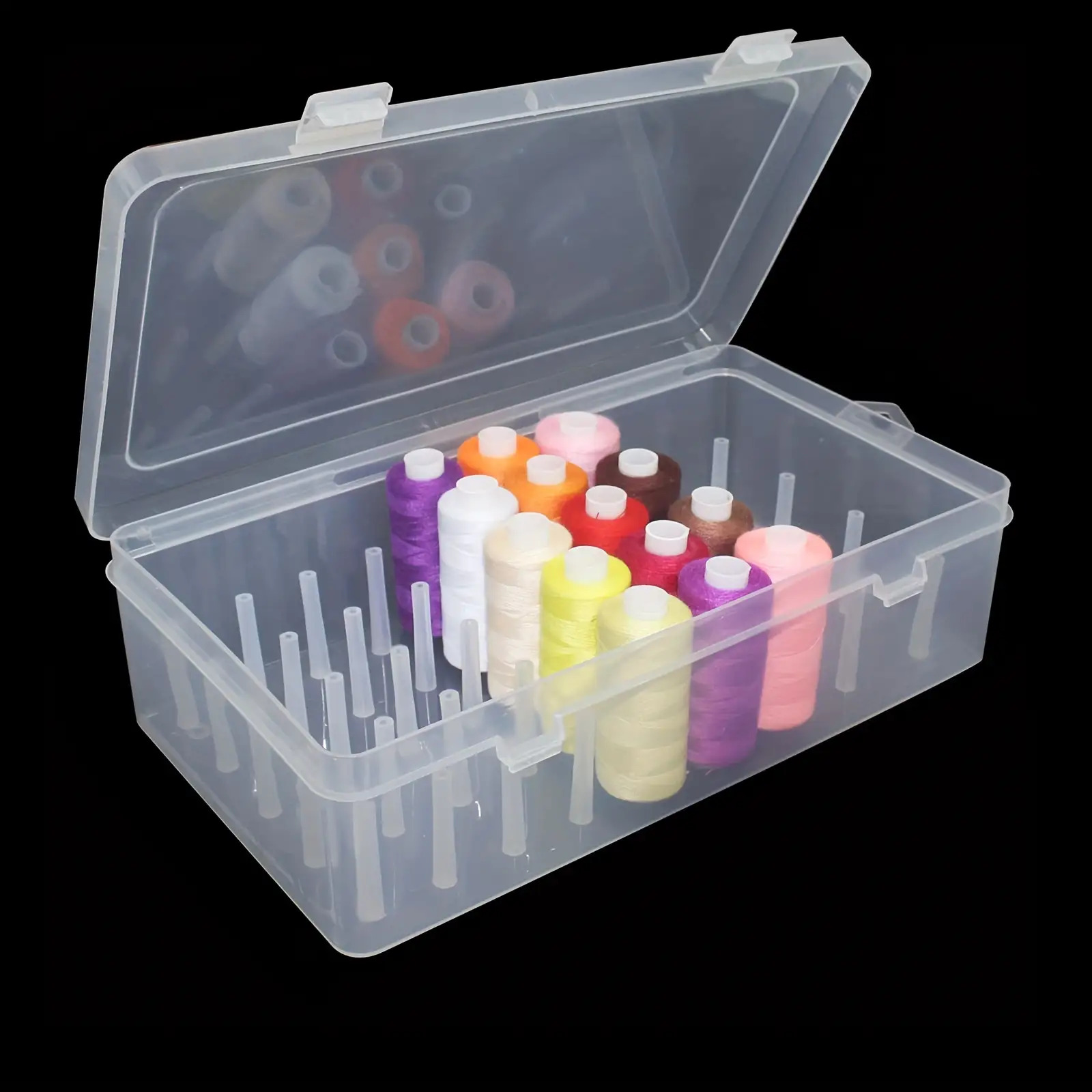 Embroidery Service - Clear Plastic Sewing Thread Storage Box