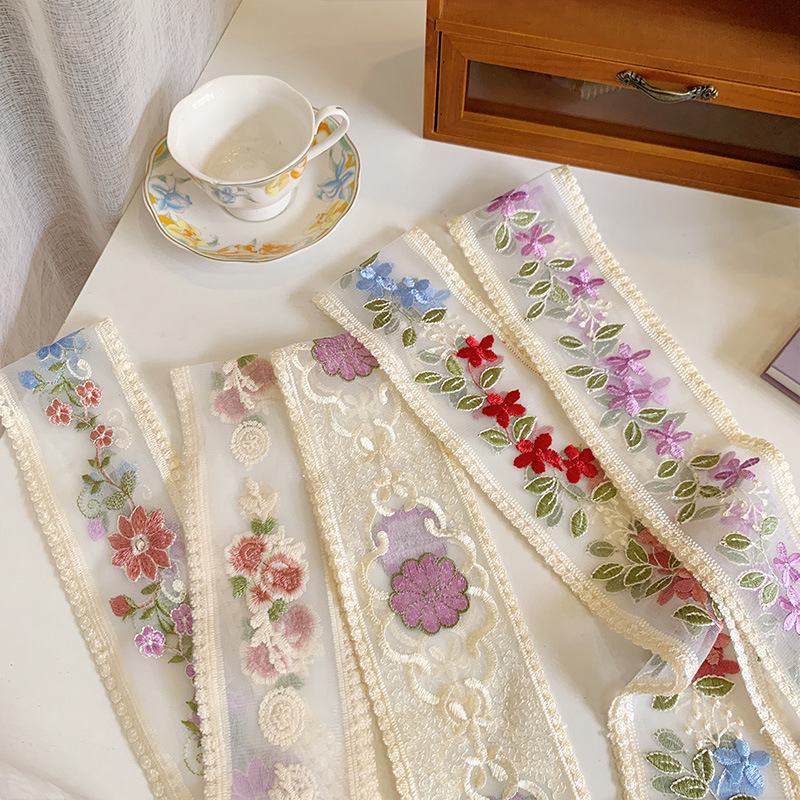 Embroidery Ribbon - 1 Yard Lace Embroidery Flower Ribbon