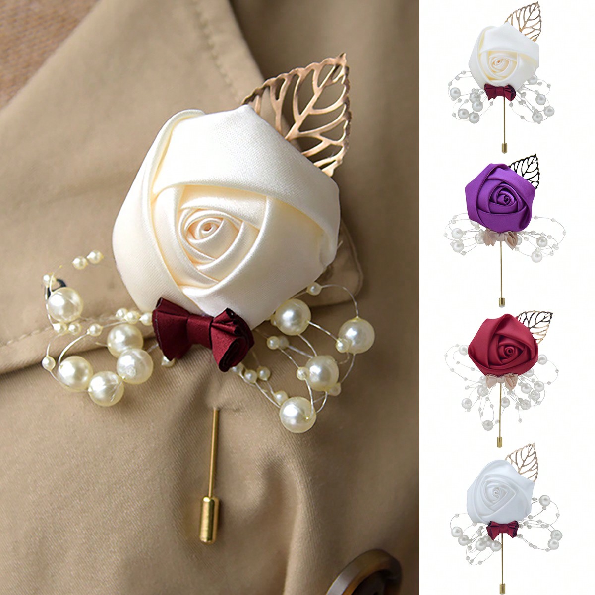 Embroidery Knot - 1 Piece Wedding Groom Men's Rose