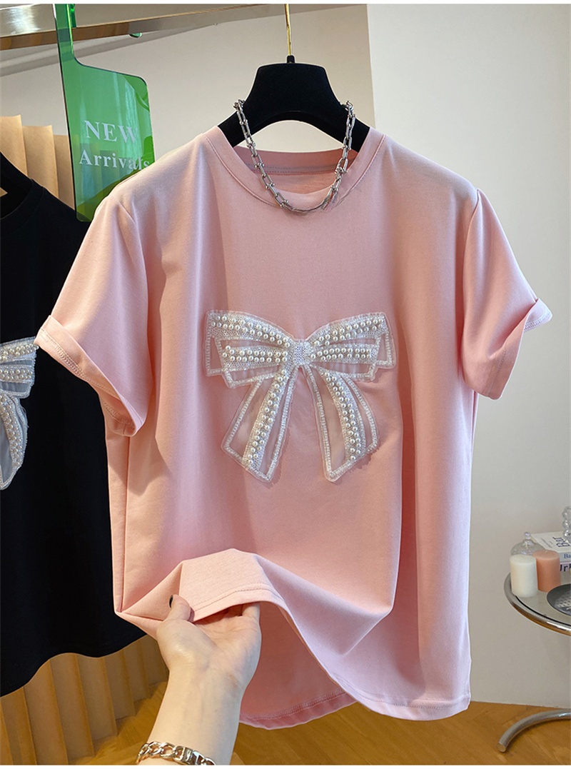 Embroidery Knot - Pearl Knot Short Sleeve T-Shirt Women's