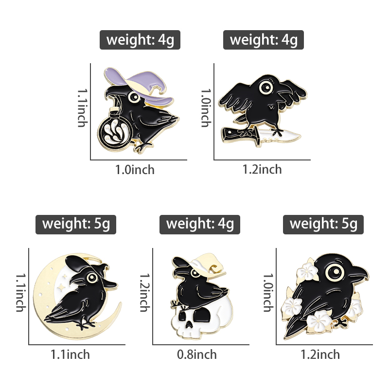 Punk Crow Wizard Enamel Pins C - Embroidery Logo 评论和价格