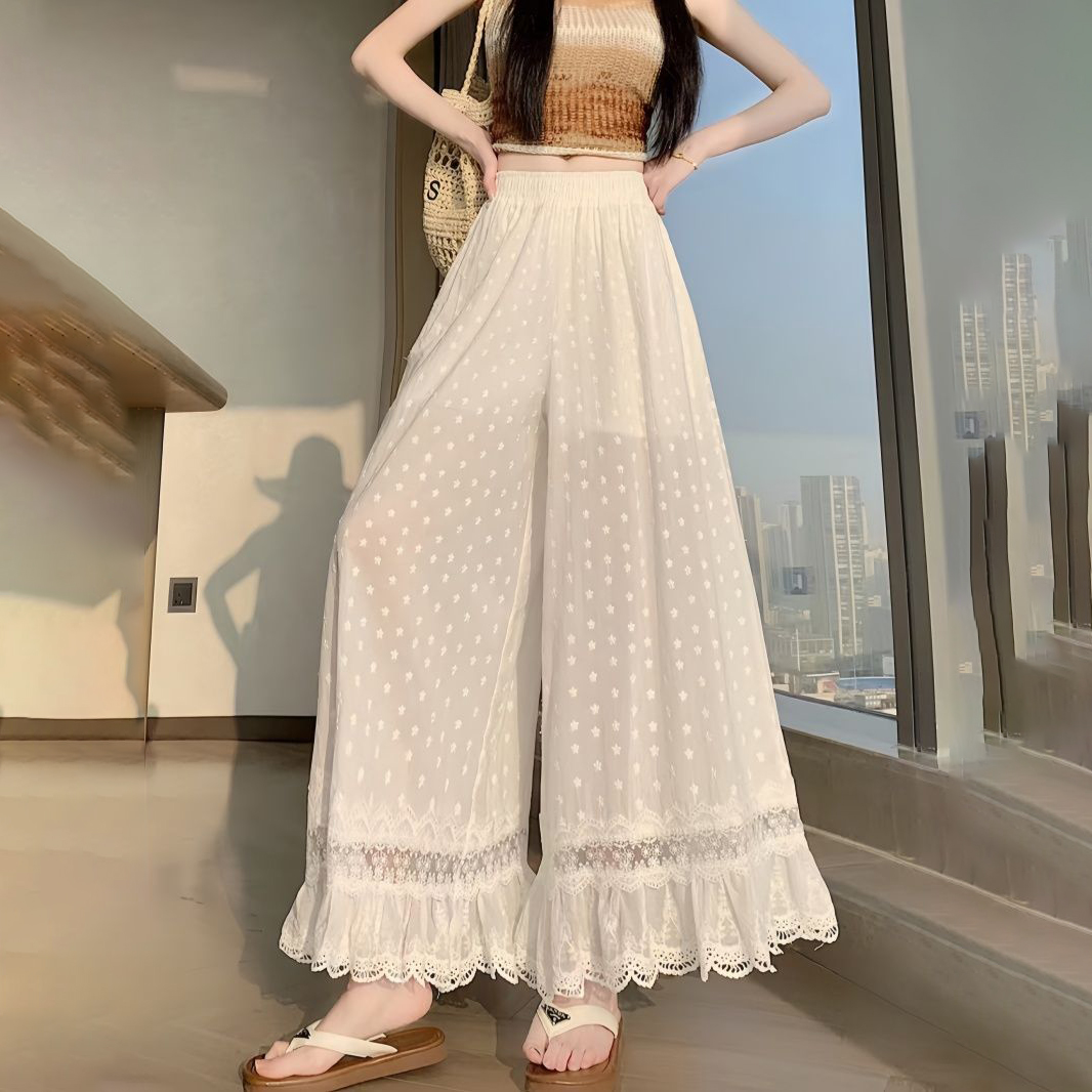 Women White Elastic High Waist - Embroidery Eyelet 评论和价格