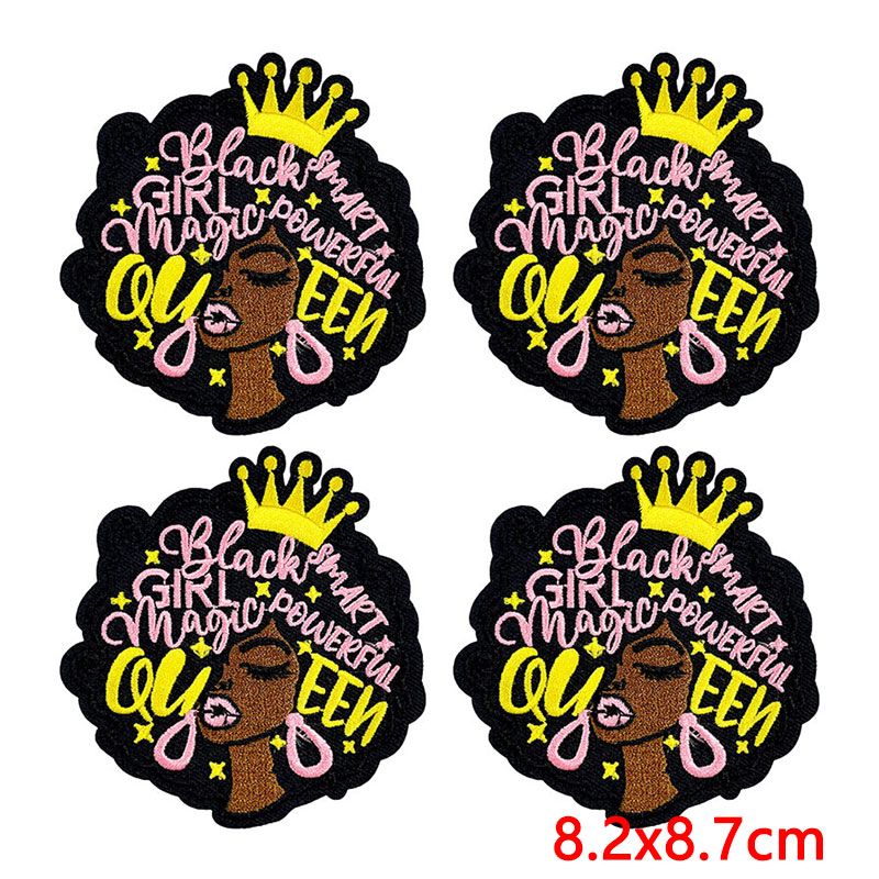10PCS/Lot Cool Black Girl Magi - Embroidery On Black Shirt 评论和价格
