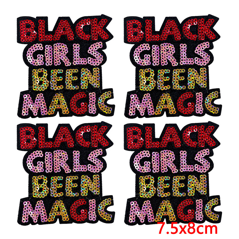 10PCS/Lot Cool Black Girl Magi - Embroidery On Black Shirt 评论和价格