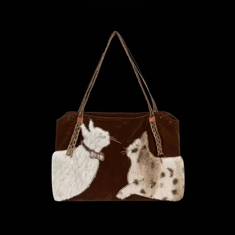 Cute Retro Puppy Tote Bag Wome - Embroidery Ribbon 评论和价格
