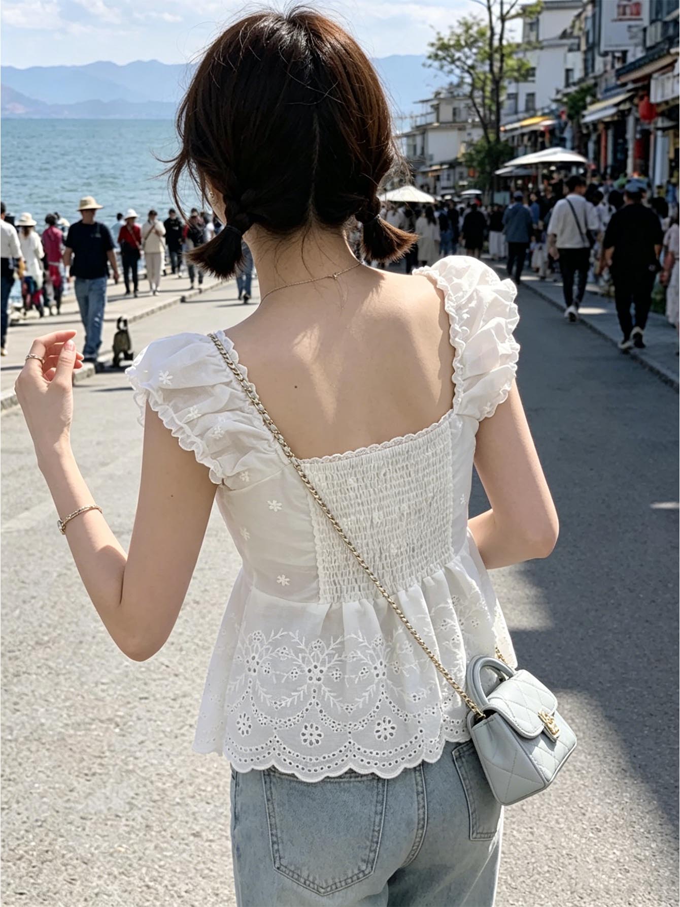 White Floral Eyelet Embroidery - Embroidery Eyelet 评论和价格