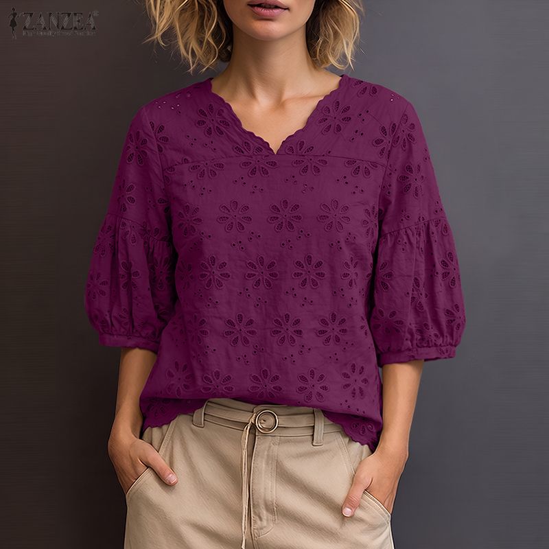 ZANZEA 2026 Eyelet Embroidery  - Embroidery Eyelet 评论和价格