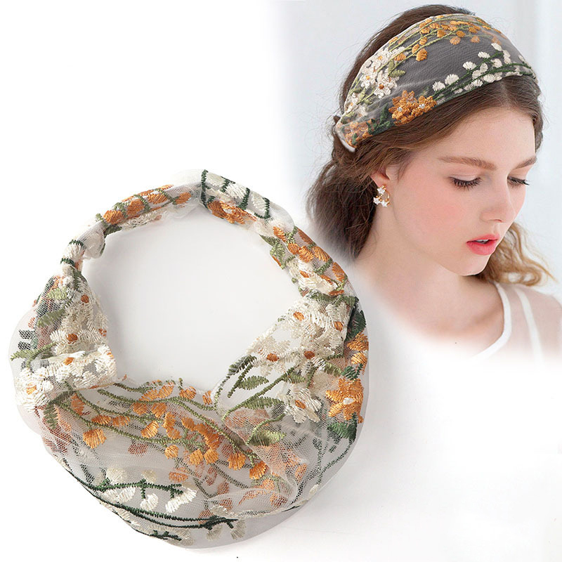 Female Ethnic Hairbands Elasti - Embroidery Knot 评论和价格