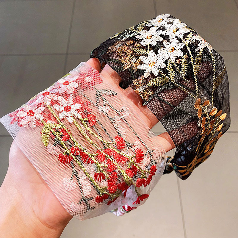 Female Ethnic Hairbands Elasti - Embroidery Knot 评论和价格