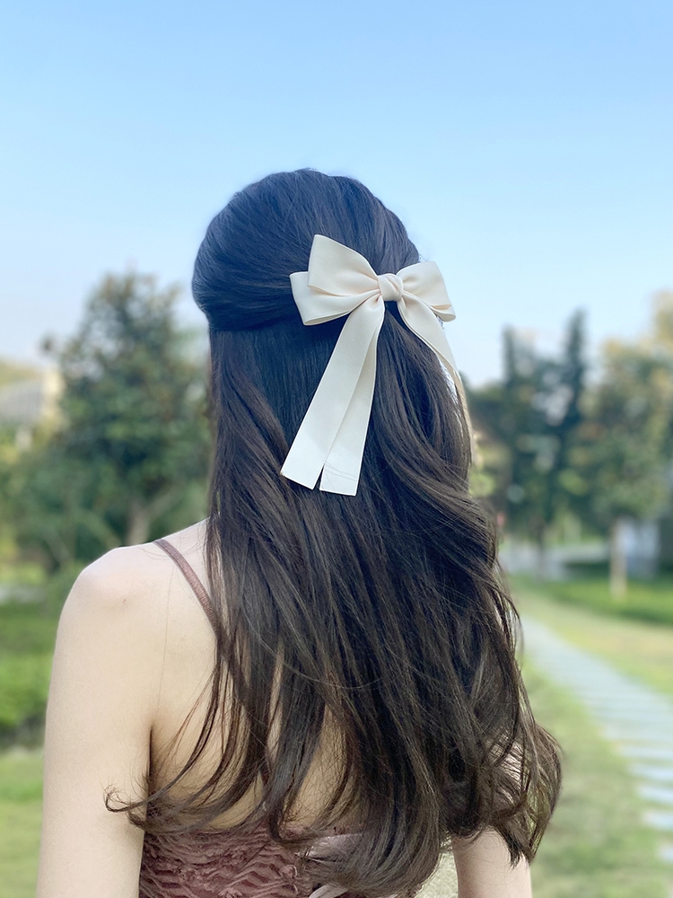 Korea Elegant Long Ribbon Bow  - Embroidery Knot 评论和价格