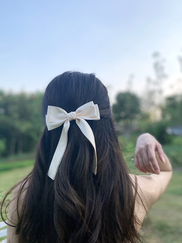 Korea Elegant Long Ribbon Bow  - Embroidery Knot 评论和价格