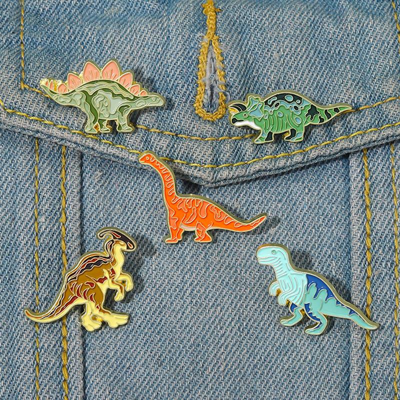 Colorful Dino Enamel Pins Cust - Embroidery Logo 评论和价格