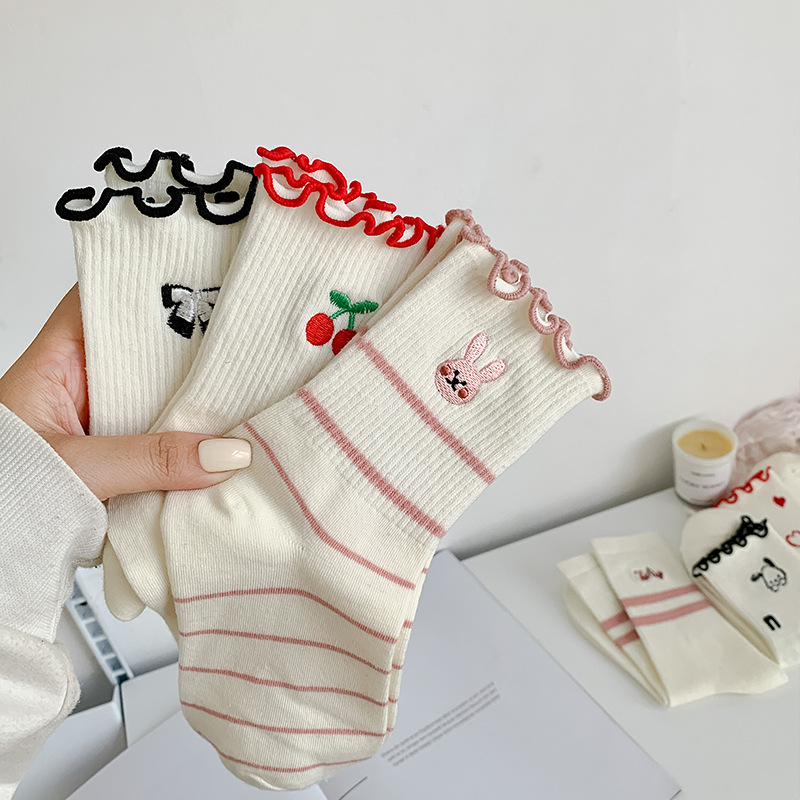 Women Socks Cotton Cute Rabbit - Embroidery Rabbit 评论和价格